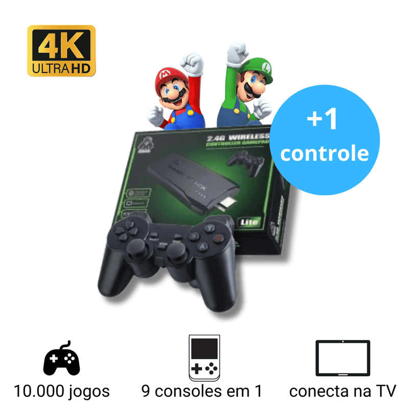 Game Stick Retrô 4K com 10 Mil Jogos + 1 Controle de Brinde - BlueCart